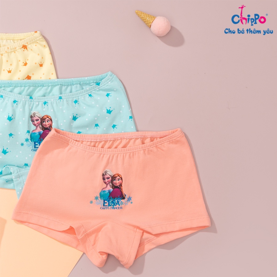 Set 3 quần chip đùi cho bé gái từ 14 đến 50kg Chippo họa tiết Elsa dễ thương chất vải 100% cotton mềm thoáng mát