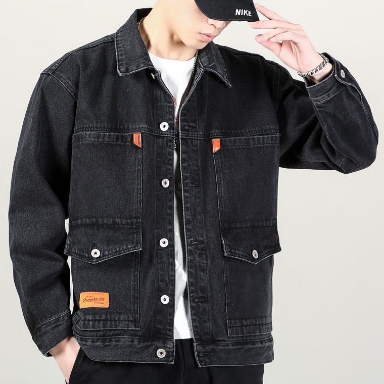 Áo Khoác Denim Cỡ Lớn Phối Nhiều Túi Thời Trang Nhật Bản Cá Tính Cho Nam