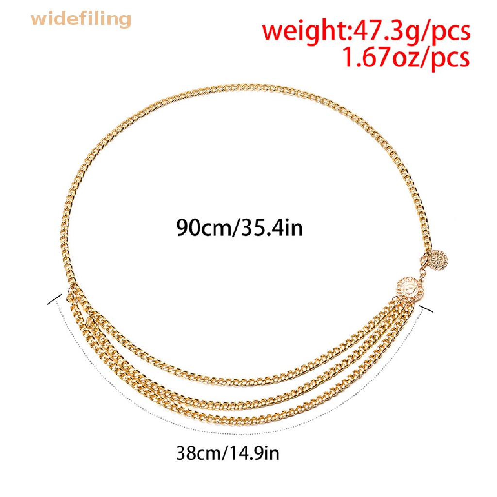 Thắt Lưng Dây Xích Kim Loại Phối Mặt Đồng Xu Cổ Điển Cho Nữ