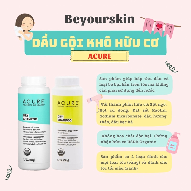 Dầu gội khô hữu cơ Acure Dry Shampoo