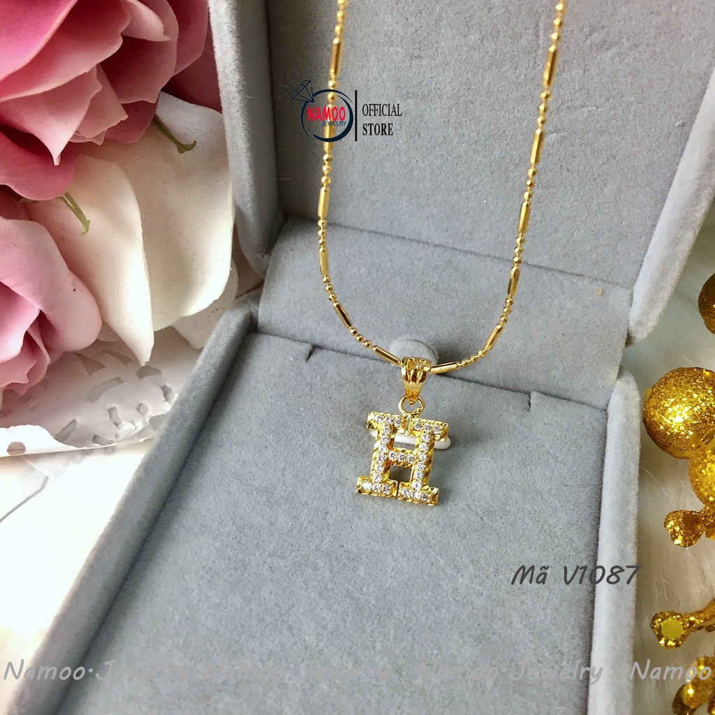 Dây Chuyền V1087 Mang Phong Cách Thời Trang Trẻ Trung Cá Tính , Mặt Đính Đá Tinh Xảo Namoo Jewelry