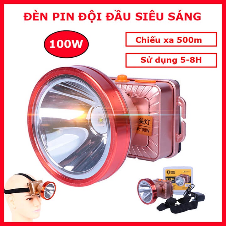 Đèn pin đội đầu 1 bóng siêu sáng chiếu xa 300m công suất 100W pin trâu 3600mAh sử dụng liên tục 3 - 5h chống thấm nước | BigBuy360 - bigbuy360.vn