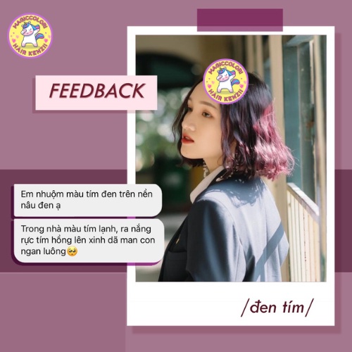 Thuốc Nhuộm Tóc Màu ĐEN TÍM Không Tẩy Lên Từ Nền Đen Tự Nhiên Tặng Oxi Găng Tay Mũ Chùm KENZII