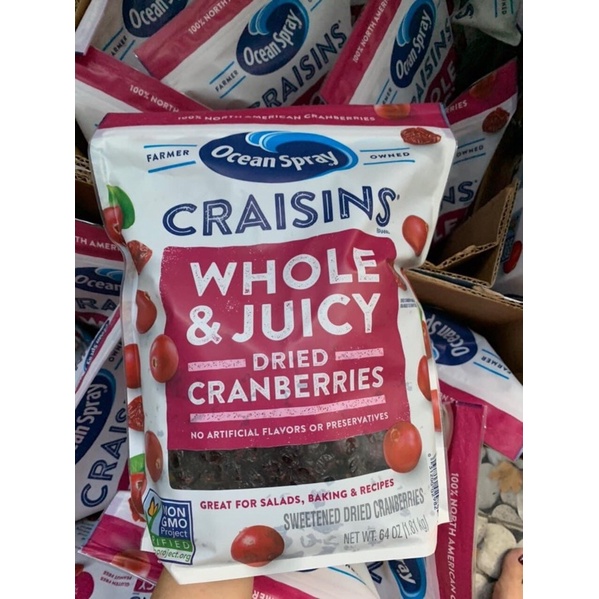 [Hàng Mỹ] Date 07.2024 Nam việt quất sấy khô Ocean Spray Craisins Dies Cranberry Orginal 1,81kg