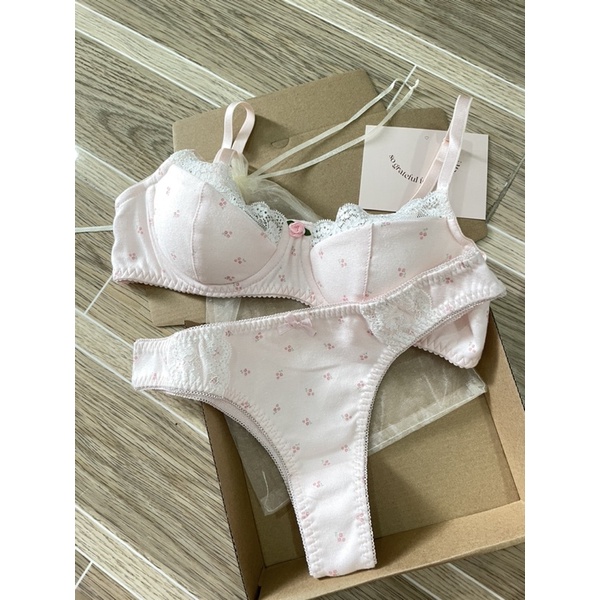 Cotton Hồng Xanh Bralette áo ngực có gọng