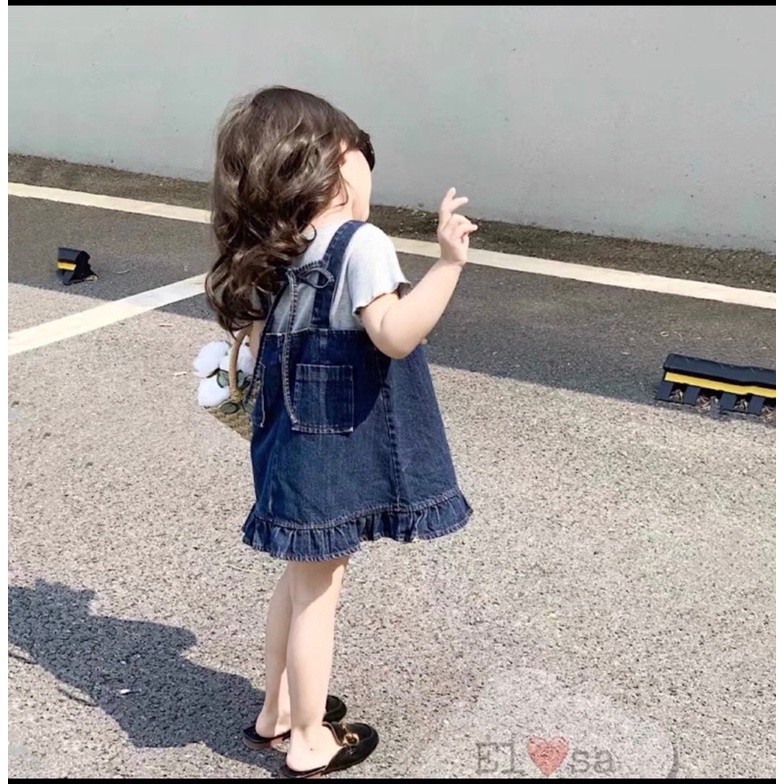 Set váy yếm bò bé gái