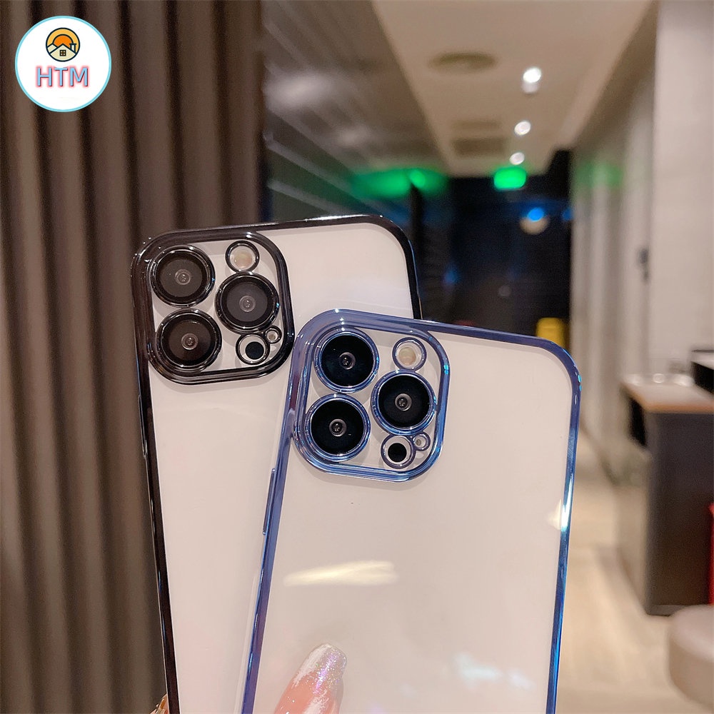 Ốp Điện Thoại Cứng Trong Suốt Mạ Điện Bảo Vệ Ống Kính Máy Ảnh Cho IPhone 11 14 Pro Max 12 11 13 Pro Max