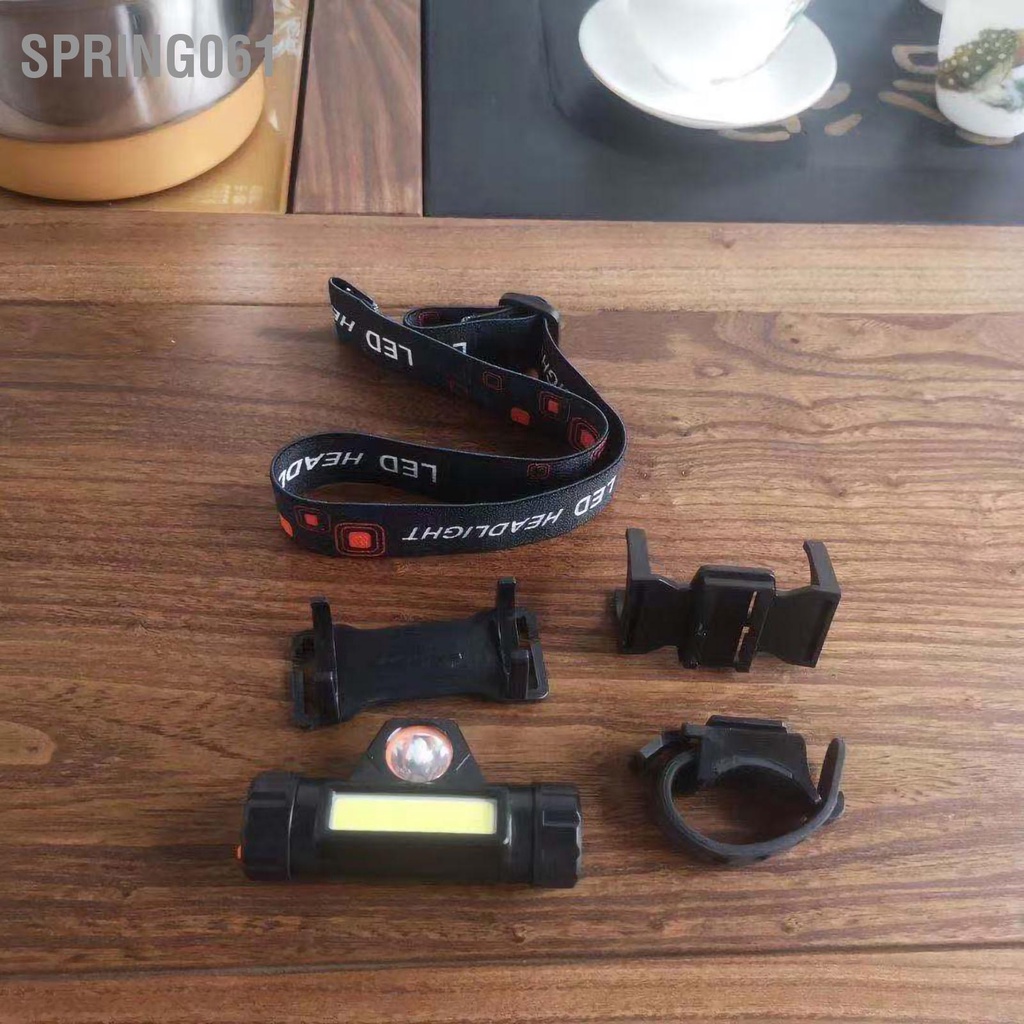 Spring061 Sạc USB Đèn Pha Đa Năng Mạnh Pin Nam Châm LED Đội Đầu Cho Cắm Trại Ngoài Trời Câu Cá