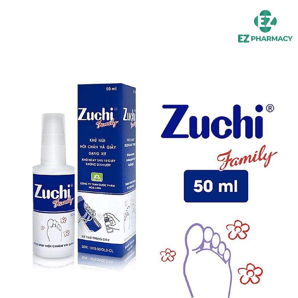 Xịt khử mùi Zuchi Family khử mùi hôi chân và hôi giày dung tích 50ml - EZ Pharmacy