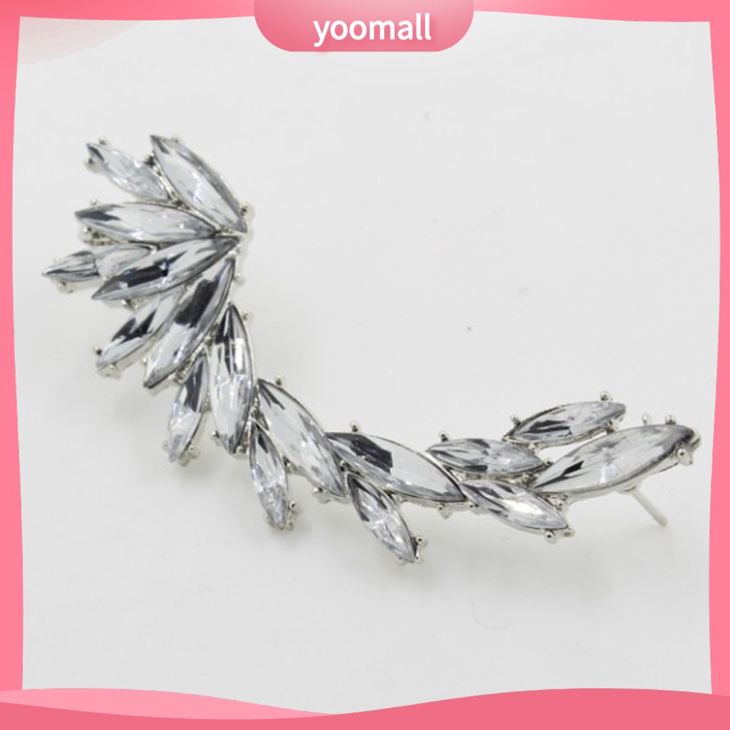 1 Khuyên Kẹp Vành Tai Hình Lá Đính Đá Lấp Lánh Phong Cách Boho