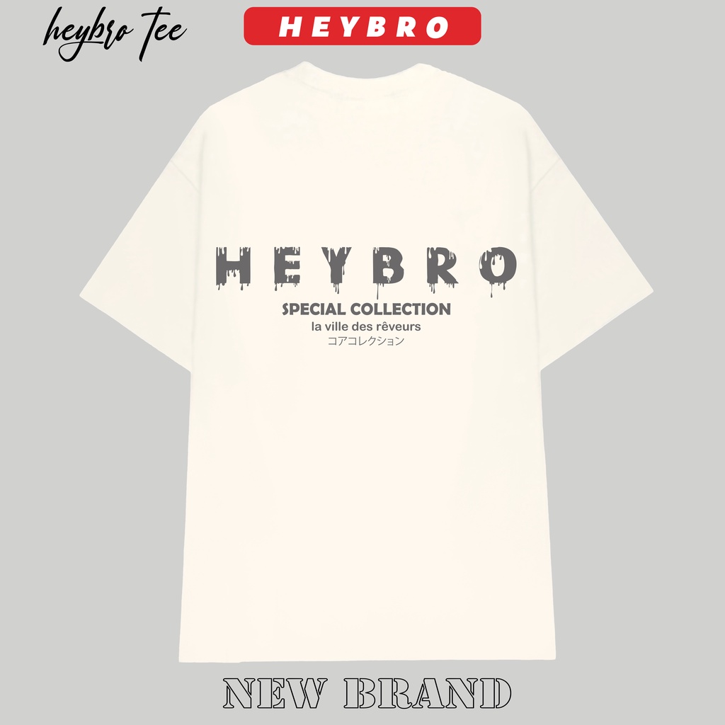 Áo thun nam nữ local brand HEYBRO basic Tee phom rộng tay lỡ phong cách GenZ AT08