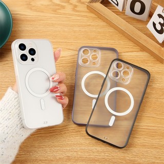 Ốp Điện Thoại PC Cứng Viền TPU Dẻo Siêu Mỏng Màu Trong Suốt Kèm Giá Đỡ Từ Tính Cho iPhone 14 Plus 13 12 11 Pro Max