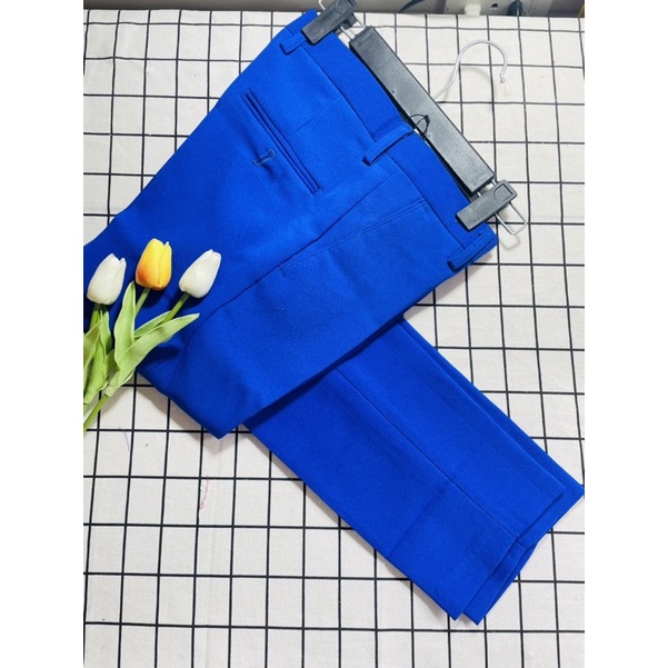 Quần tây nam màu xanh coban vải không nhăn k xù, không bai màu