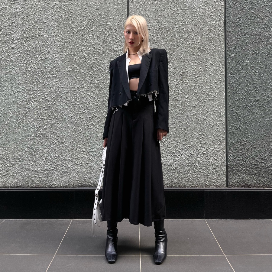 Chân Váy Dáng Dài Xếp 4 Ly Lưng Cao Xòe A EmiNguyen