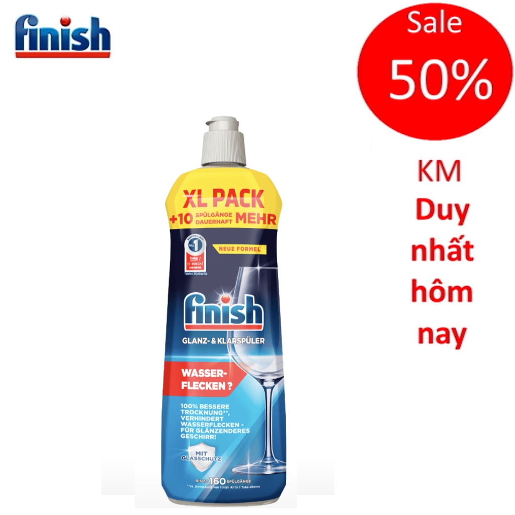 Combo Viên rửa bát Finish Classic 110 viên +  Muối rửa bát Finish 1.2kg + Nước trợ xả Finish 800ml làm bóng cho máy