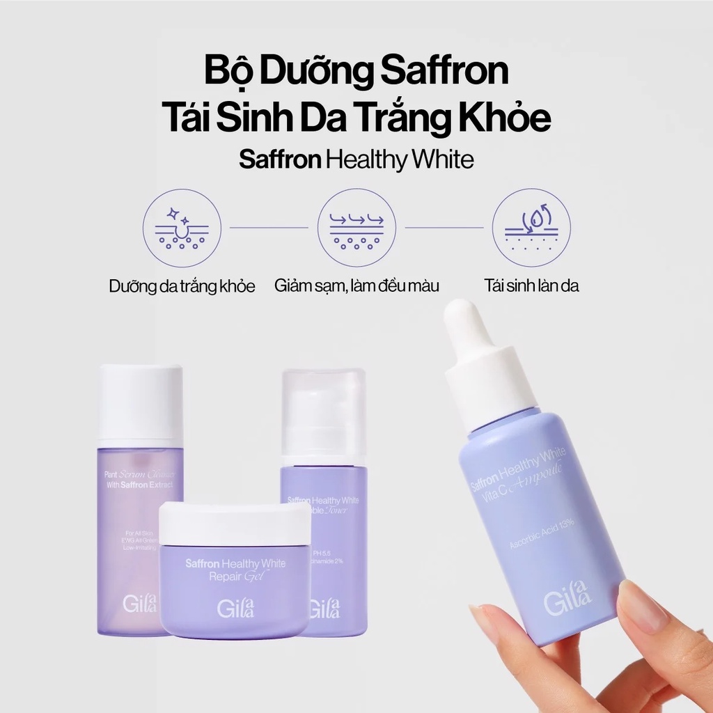 BỘ DƯỠNG TRẮNG DA GILAA SAFFRON GỒM SỮA RỬA MẶT & TONER & SERUM & COLLAGEN