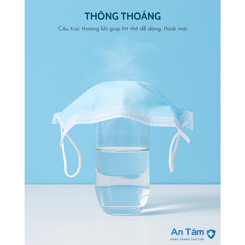 Khẩu trang y tế 4 lớp Vải Không Dệt cao cấp Chính Hãng AN TÂM Hộp 50 cái