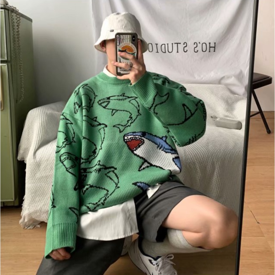 Áo Sweater Cổ Tròn Dáng Rộng Phong Cách Hàn Quốc Thời Trang Thu Đông Dành Cho Nam