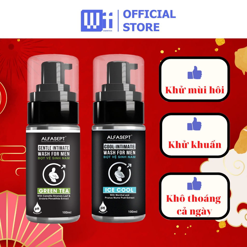 Bọt Vệ Sinh Nam ALFASEPT Intimate Wash For Men- Giúp Làm Sạch, Khử Mùi, Ngăn Nấm Ngứa Lọ Dung Dịch Vệ Sinh Tạo Bọt 100ml