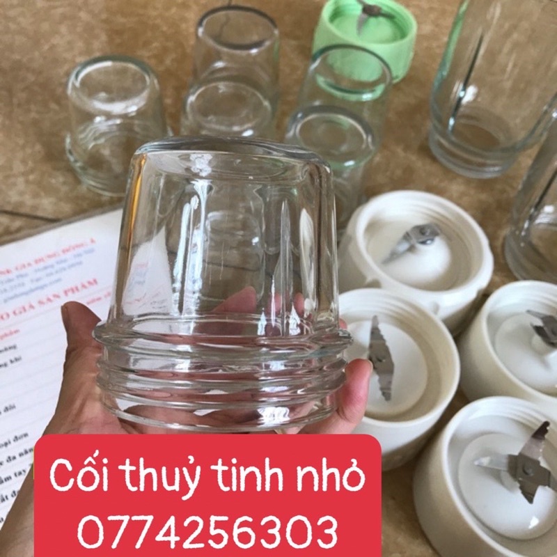 Cối thuỷ tinh nhỏ đường kính miệng 8,5cm máy xay Sunhouse, Co met, Kangaroo, Kim Cuong, Saikoo, Gold sun, Bigsunn…
