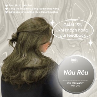 (Tặng Bodymist) Nhuộm tóc màu nâu rêu không tẩy (tặng trợ nhuộm và găng tay)