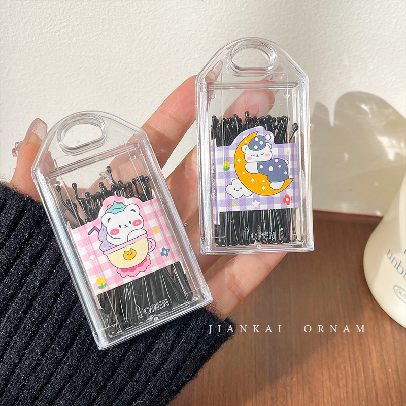 Set 30 Kẹp Tóc Thẳng Màu Đen Phong Cách Mới Cho Nữ