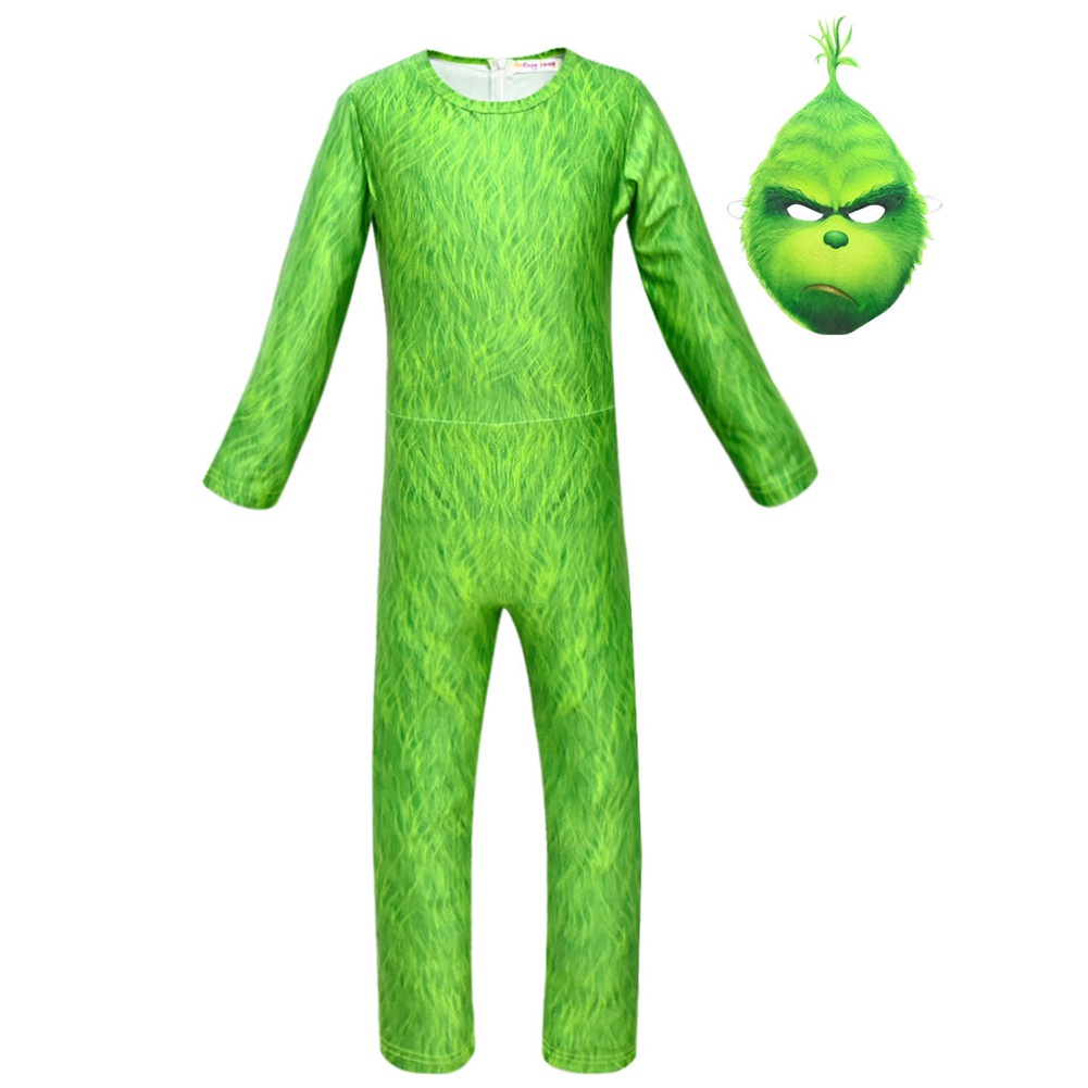 Bộ Đồ Hóa Trang Quái Vật grinch the grinch Màu Xanh Lá Cây Kèm Mặt Nạ Cho Trẻ Em