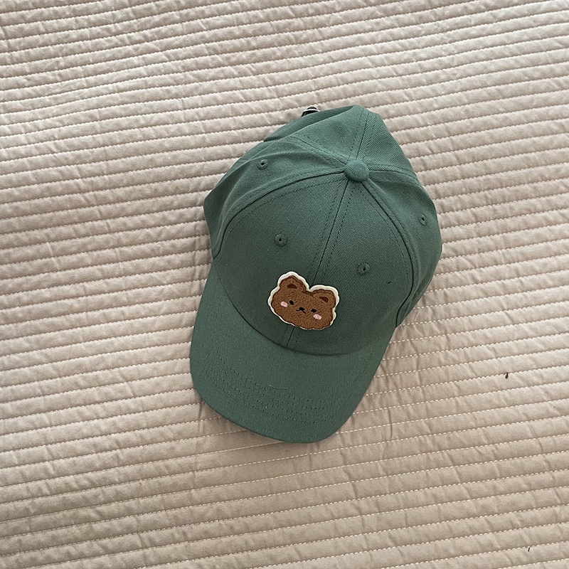 Mũ Lưỡi Trai Vải Hình Gấu Trung Tính Phiên Bản Hàn Quốc Cho Trẻ Em