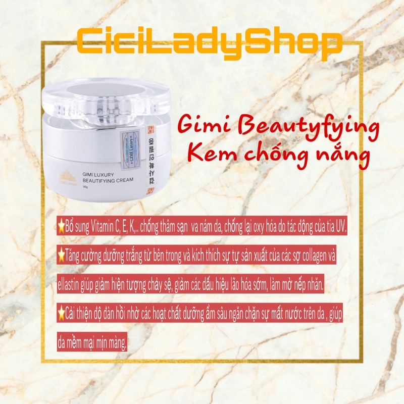 Beautifying Cream, Kem nền chống nắng nâng tone trắng da Gimi -CiciLady
