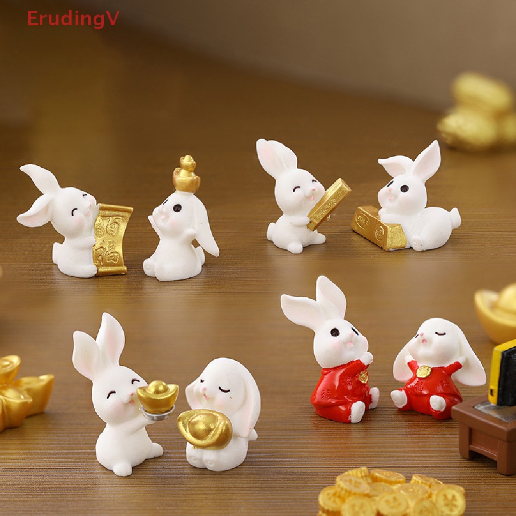 1 Chú Thỏ Giáng Sinh / Năm Mới Bằng Nhựa Resin Dễ Thương Dùng Trang Trí Tiểu Cảnh