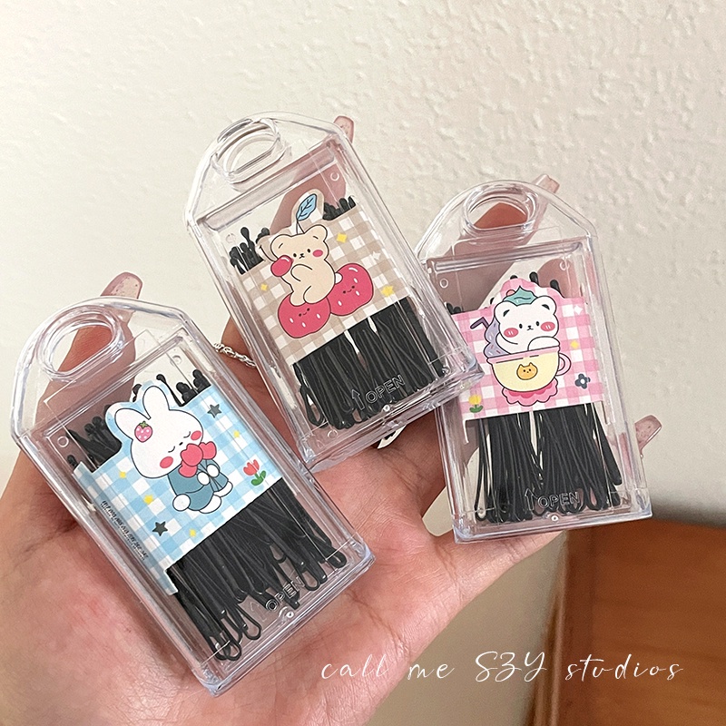 Set 30 Kẹp Tóc Thẳng Màu Đen Phong Cách Mới Cho Nữ