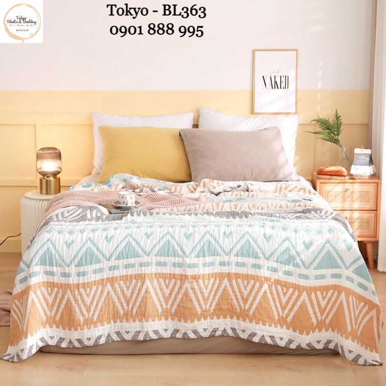 TRI ÂN🔴TH Chăn Thu Xô  Cotton Sợi tre Organic siêu kháng khuẩn 3 lớp