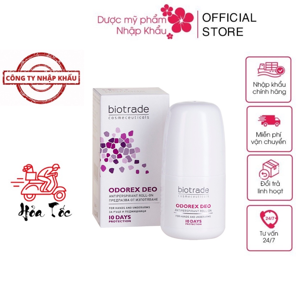 Lăn khử mùi Biotrade Odorex Deo Antiperspirant Roll-On Lăn nách cho nam nữ ngăn mồ hôi tay và nách, mùi hương dễ chịu