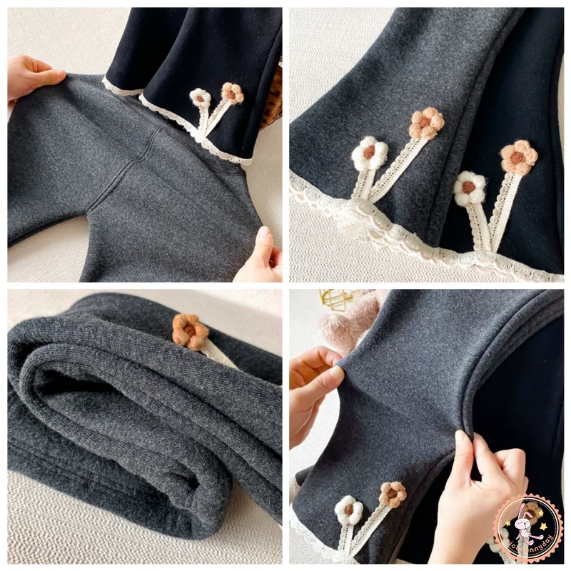 Quần Legging Phối Ren Hoa Xinh Xắn Theo Phong Cách Hàn Quốc Dành Cho Bé Gái