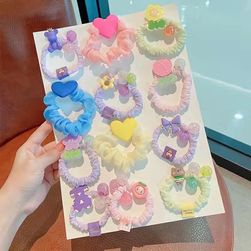 Dây Cột Tóc Ba Chiều Bản Lớn Hình Trái Tim Ba Chiều Dễ Thương Cho Bé Gái