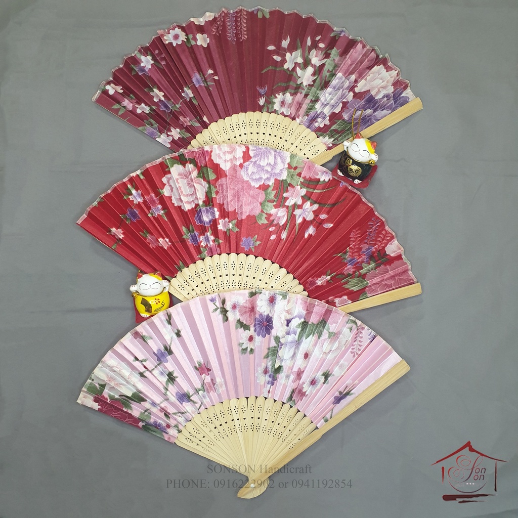 Quạt Lụa Thủ Công Chụp Ảnh Áo Dài, Quà Tặng Bạn Bè Phong Cách Trung Quốc, Đạo Cụ Múa Đủ Các Màu