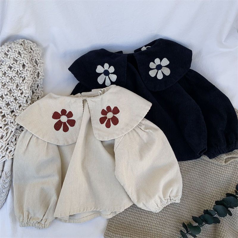 Áo Sơ Mi Tay Dài Phồng Thêu Họa Tiết Thời Trang Xuân Thu Hàn Quốc Mới 2022 Cho Bé Gái