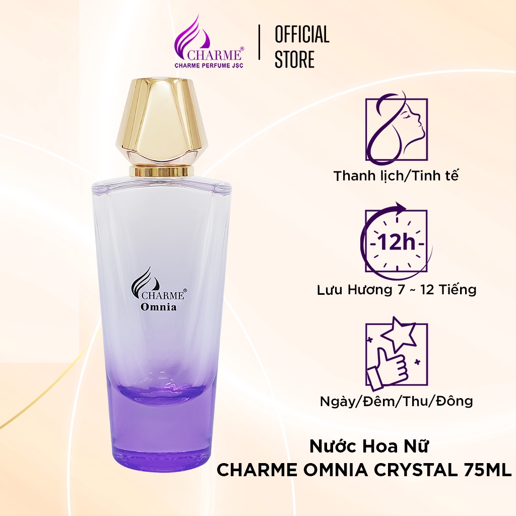 Nước hoa nữ cao cấp, Charme Omnia Crystal, sang trọng, quý phái, tạo nên sức hút cho người phụ nữ, 75ml