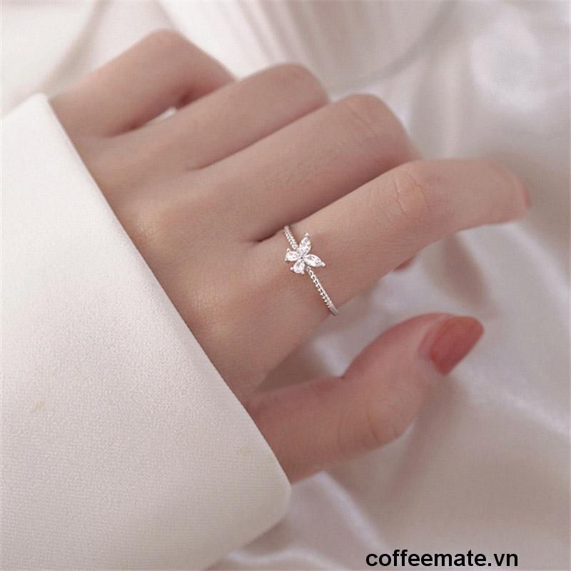 【coffeemate】⚡ Nhẫn Hình Bướm Đính Kim Cương S925 Thời Trang Cho Nữ