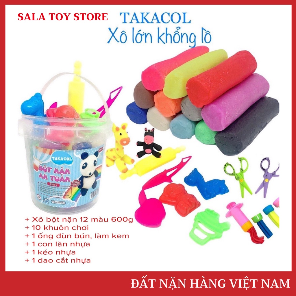 12 Màu Đất nặn Bột Nặn an toàn cho bé bột nặn TAKACOL kèm bộ dụng cụ chơi - Hang Việt Nam an toàn cho Bé