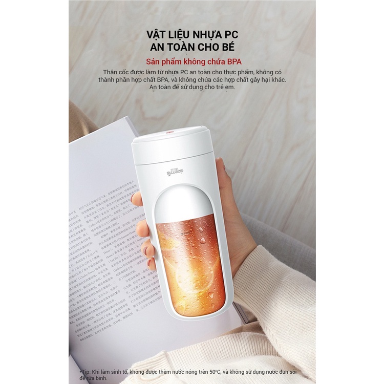 Máy Xay Sinh Tố Cầm Tay Deerma NU30 Pin Sạc Cổng USB | Hàng Chính Hãng | Bảo Hành 6 Tháng | Mimax Store