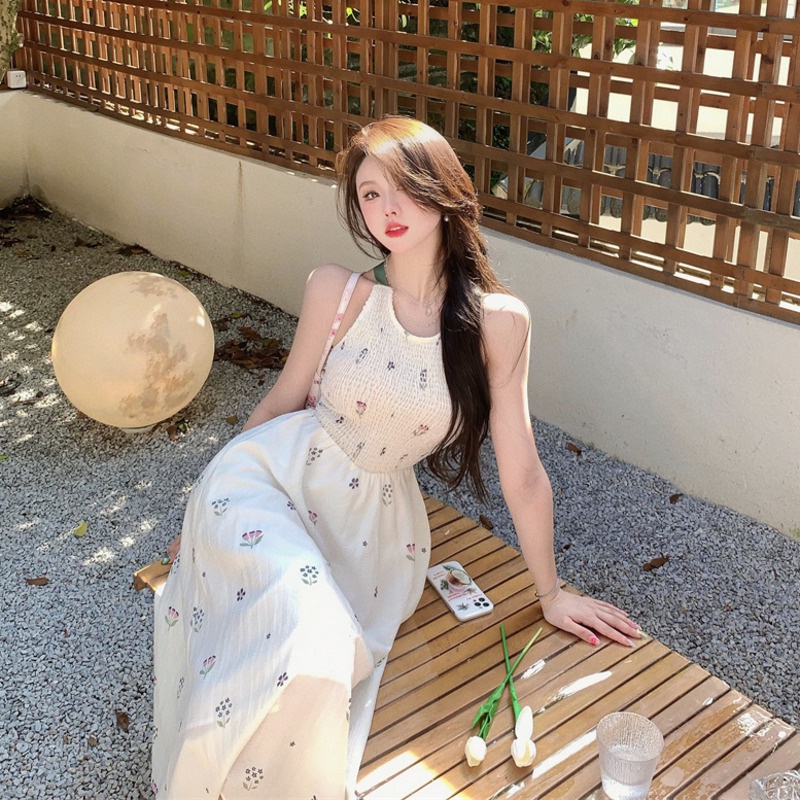Đầm Dài Hai Dây Dáng Ôm In Hoa Thời Trang Sang Trọng Cho Nữ