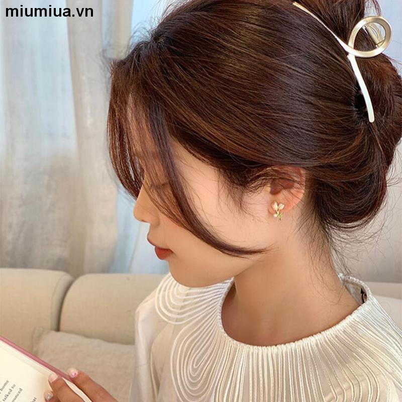 miumiuaBông Tai Mạ Bạc 925 Hình Hoa Tulip Phong Cách Hàn Quốc Thanh Lịch Cho Nữ