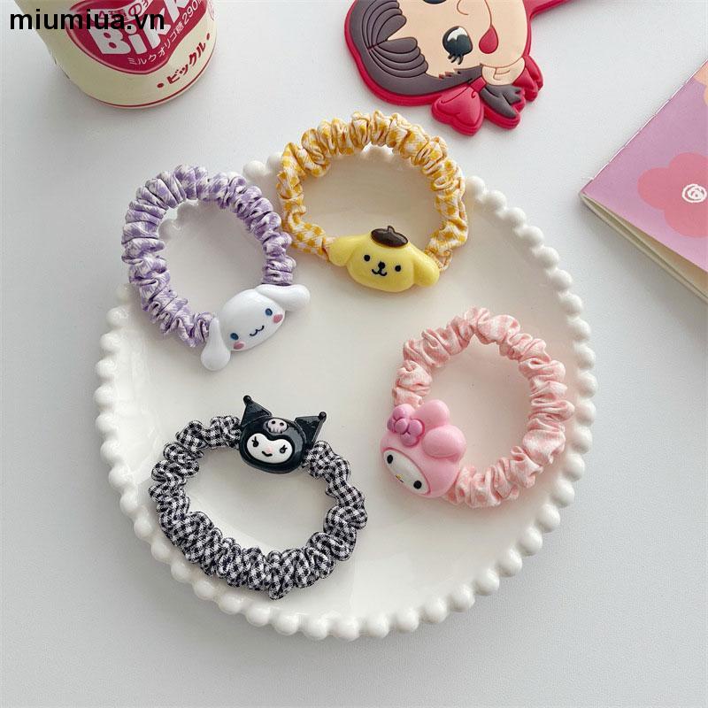 miumiuaSANRIO Dây Cột Tóc Hình Tròn Cỡ Lớn In Họa Tiết Hoa / Chú Heo Dễ Thương Thời Trang Cho Nữ