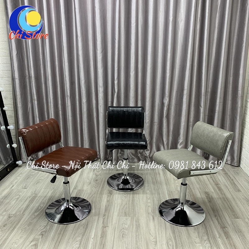 Ghế Quầy Bar Nâng Xoay Cao Cấp Bọc Da, Ghế Ngồi Phòng Chờ Lễ Tân Có Tựa Lưng Thoải Mái Đệm Dày Dặn