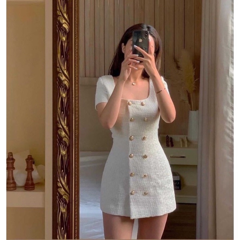 Váy dạ ngắn tay tiểu thư dress