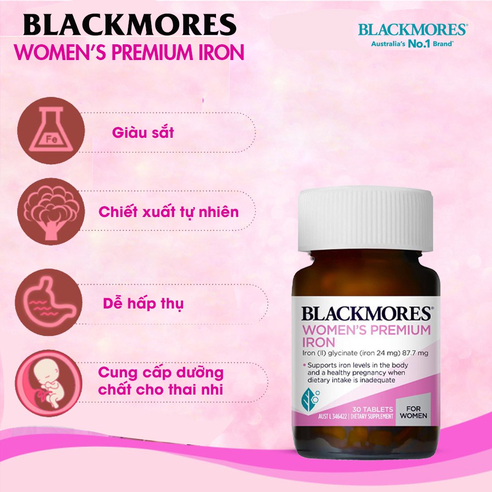 Viên uống sắt bầu Blackmores Pregnancy Iron Blackmores Úc Bổ Sung Sắt Cho Bà Bầu 30 viên