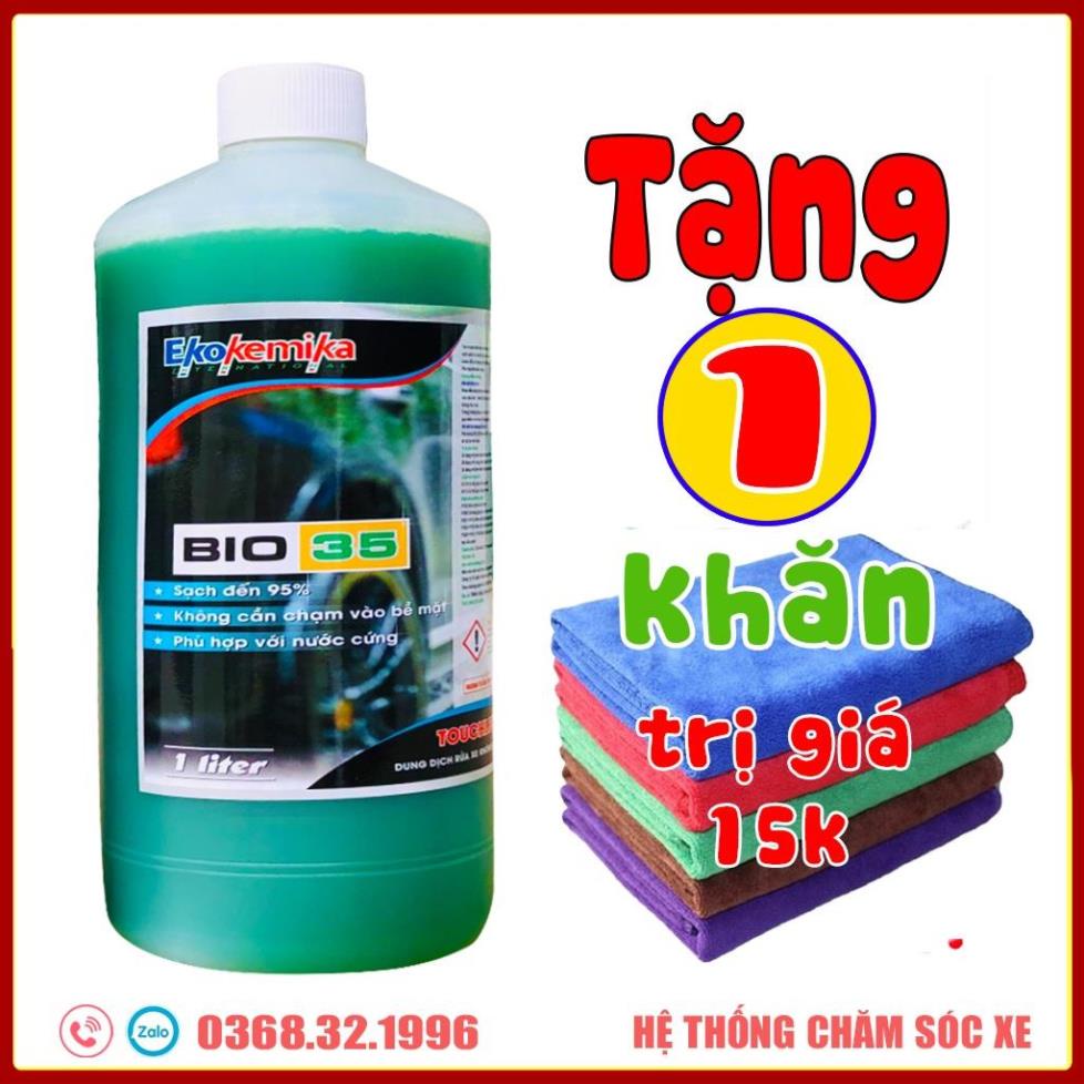 Bio 35 Dung Dịch Rửa Khoang Máy và Rửa Xe Không Chạm, Ô Tô, Xe Máy - 1L(hàng chính hãng) TẶNG KHĂN LAU ĐA NĂNG