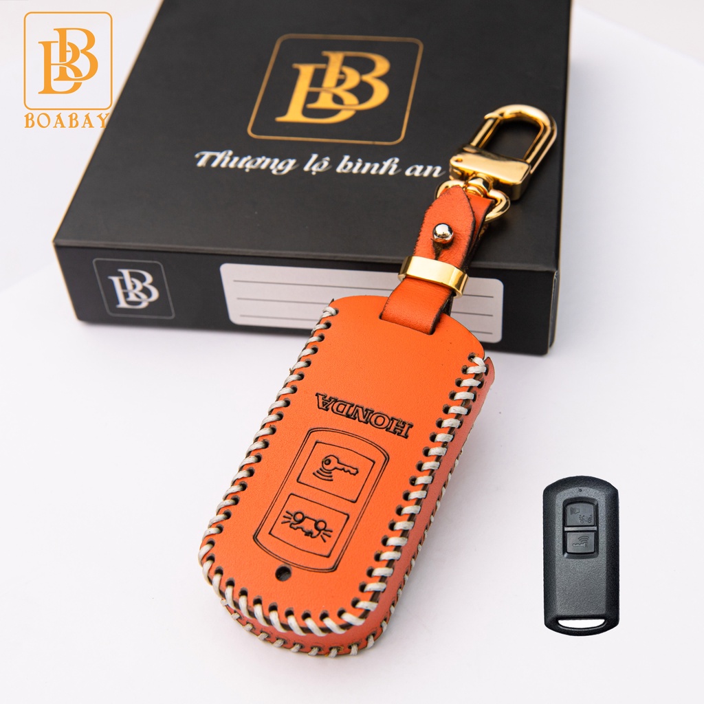 Bao da chìa khoá xe máy bb cao cấp honda airblade, lead, vision, vario form cũ chìa thông minh 2 khắc tên, số điện thoại