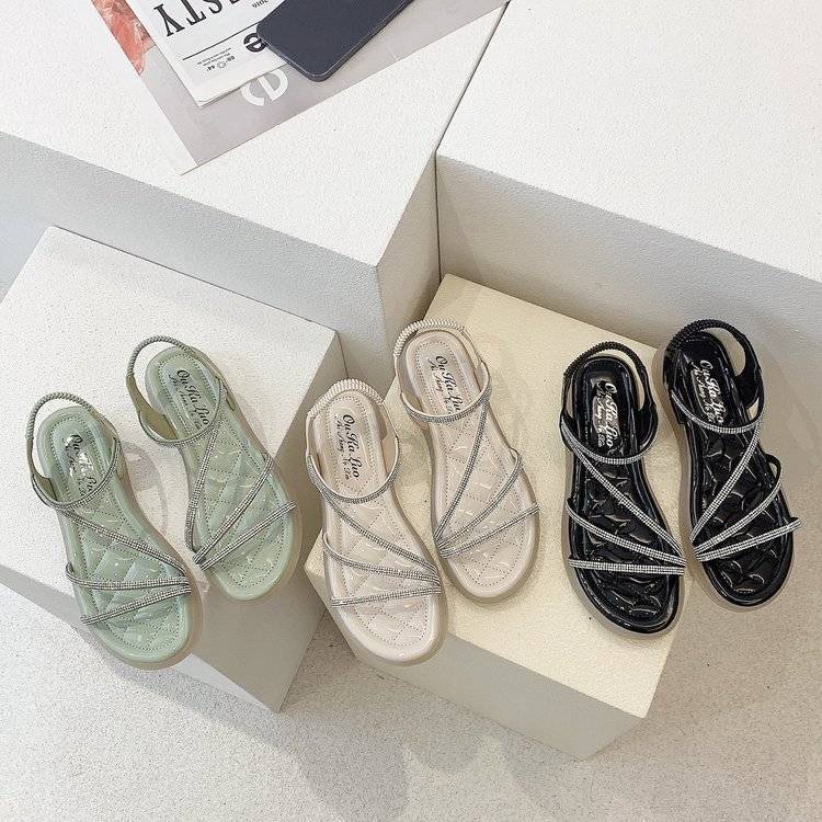 Xăng đan Co Giãn Đính Kim Cương Lấp Lánh Thời Trang Cho Nữ